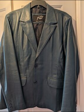 JILD Leather Inn Blue Leather Blazer